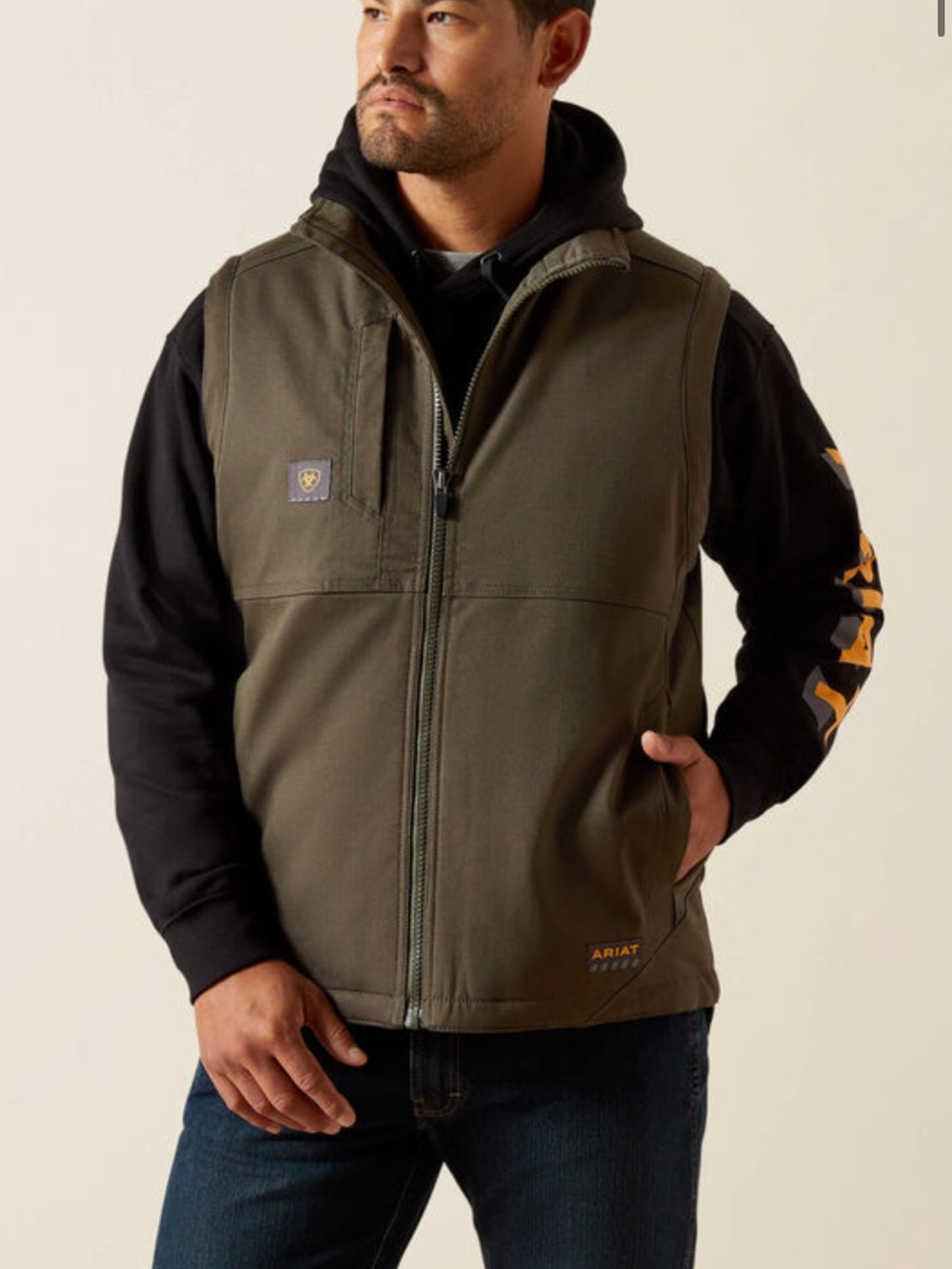 Ariat Men's Olive Green Work Vest - Full Zip Utility Vest